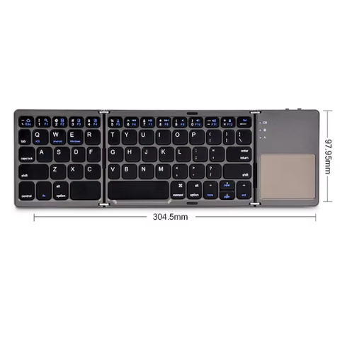 Foldable Wireless Keyboard with Touchpad