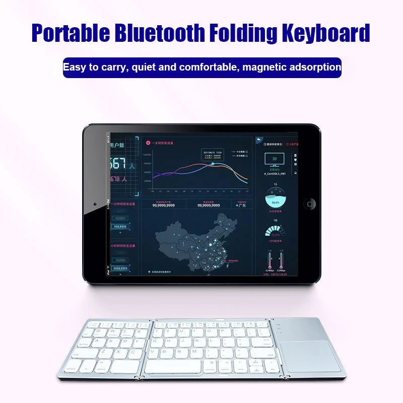 Foldable Wireless Keyboard with Touchpad